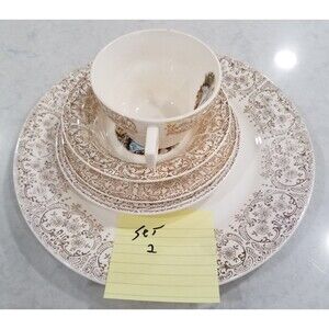 American Limoges serving for 1 Triumph China d’Or 22K Gold Set of 5 vtg